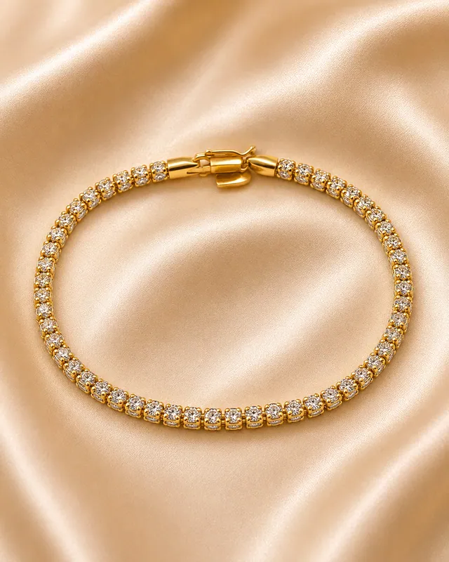 Rantai tangan bead Rhodium warna keemasan